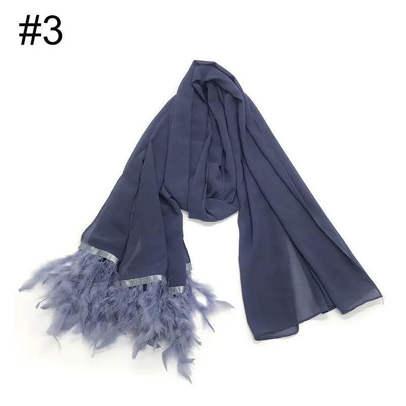 MH039 Chiffon Scarves Feather Scarf Hijab - Mariam's Collection