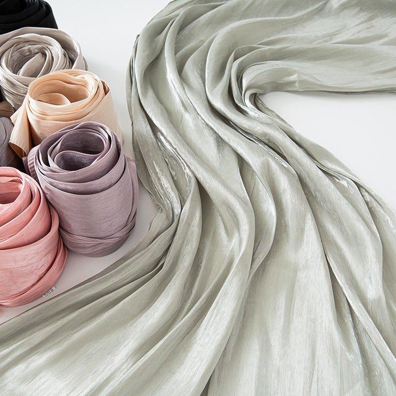 MH051 Solid Color Thin Plain Satin Long Hijab - Mariam's Collection