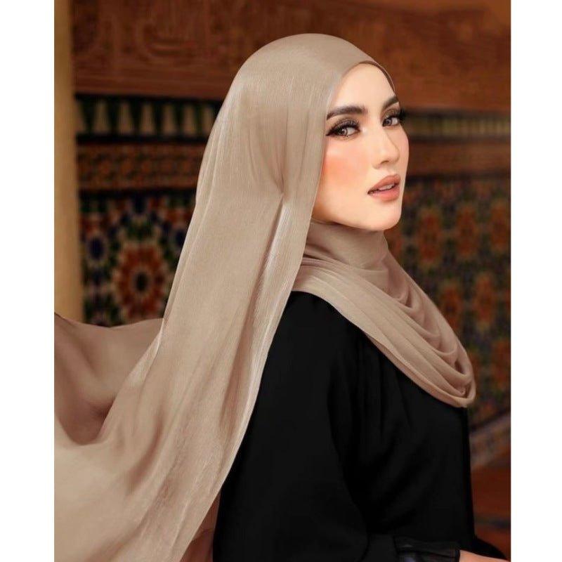 MH051 Solid Color Thin Plain Satin Long Hijab - Mariam's Collection