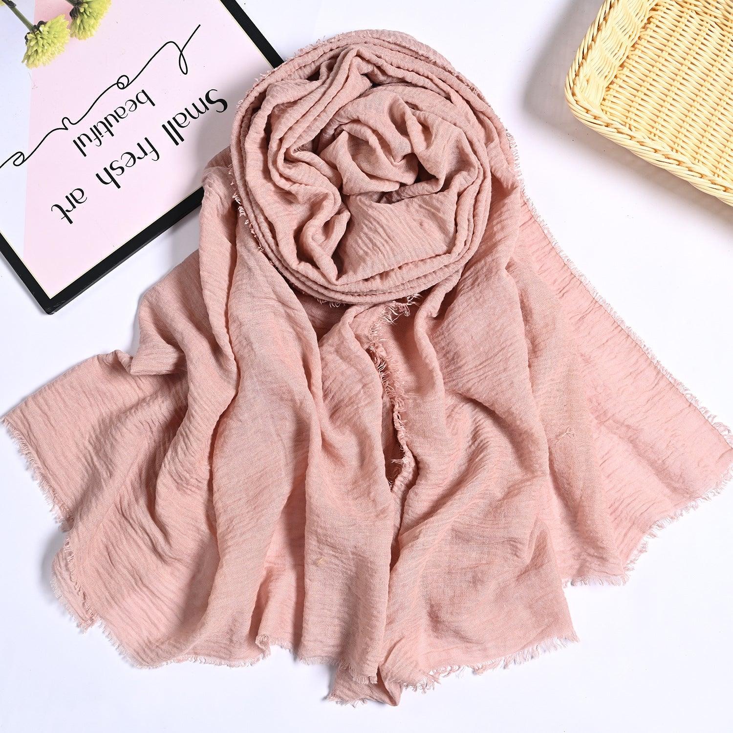 MH055 Encrypted Bubble Wrinkle Solid Color Hijab - Mariam's Collection