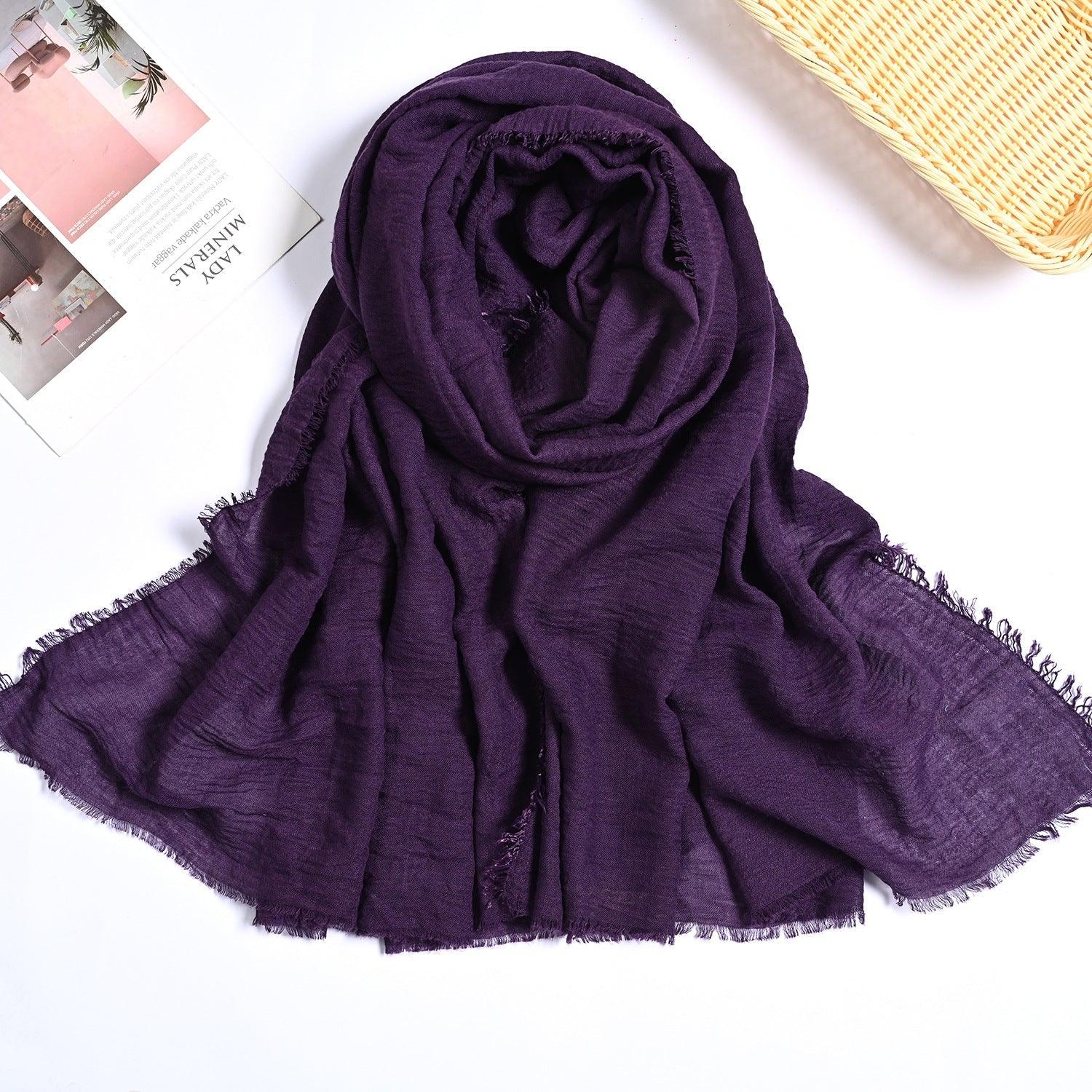 MH055 Encrypted Bubble Wrinkle Solid Color Hijab - Mariam's Collection