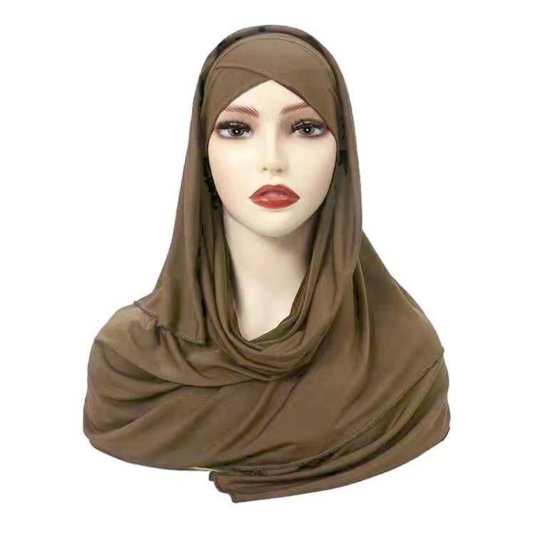 MH059 Solid Color Single Layer Cross Stretch Hijab - Mariam's Collection