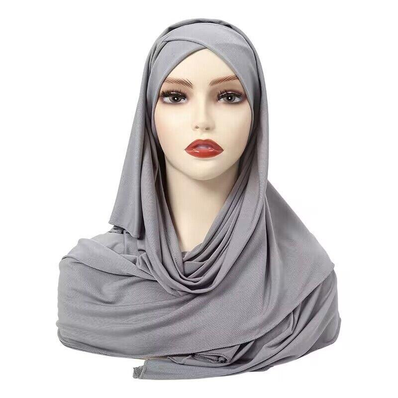 MH059 Solid Color Single Layer Cross Stretch Hijab - Mariam's Collection