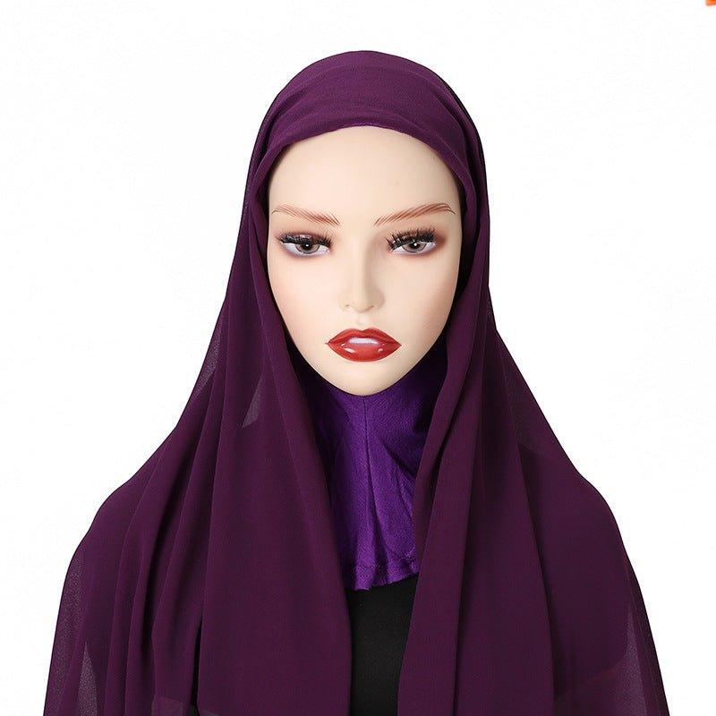 MH061 Pearl Chiffon One - Piece Bottom Hat Hijab - Mariam's Collection