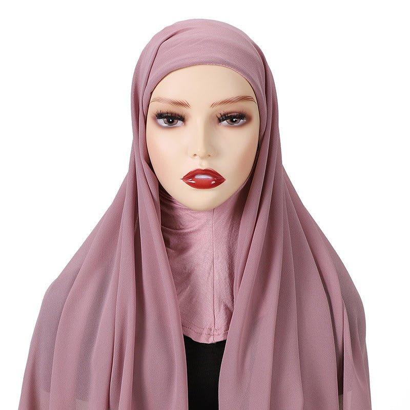 MH061 Pearl Chiffon One - Piece Bottom Hat Hijab - Mariam's Collection