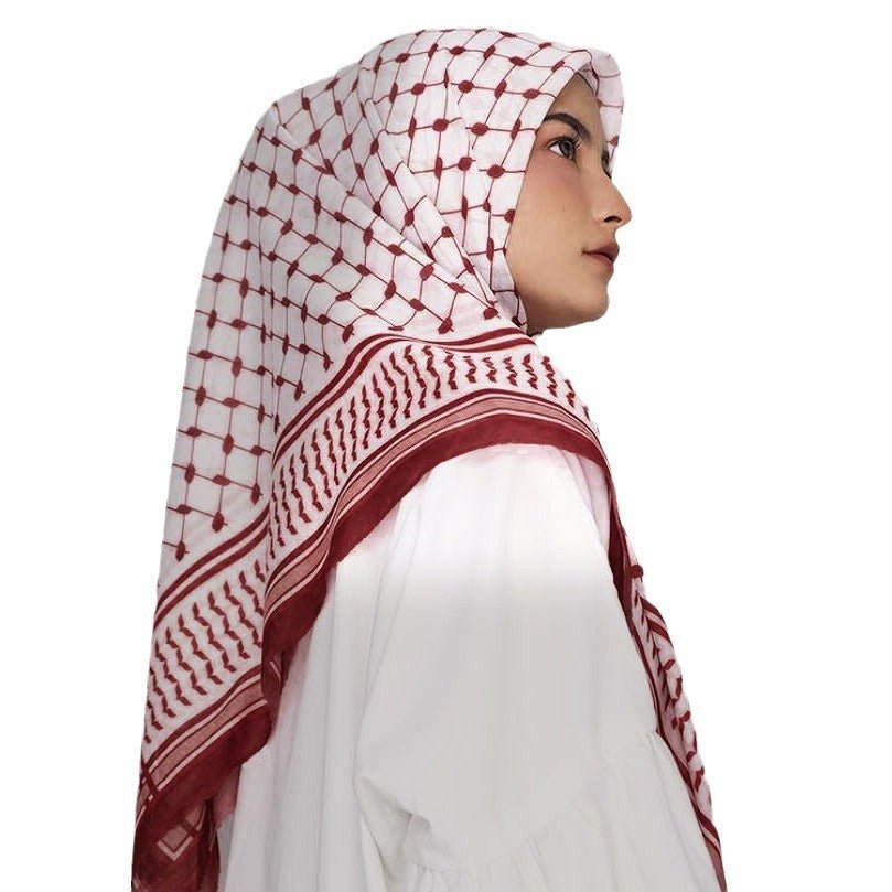 MH066 Square Keffiyeh Chiffon Hijab - Mariam's Collection