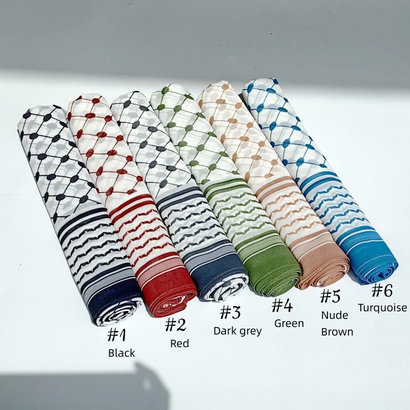 MH066 Square Keffiyeh Chiffon Hijab - Mariam's Collection