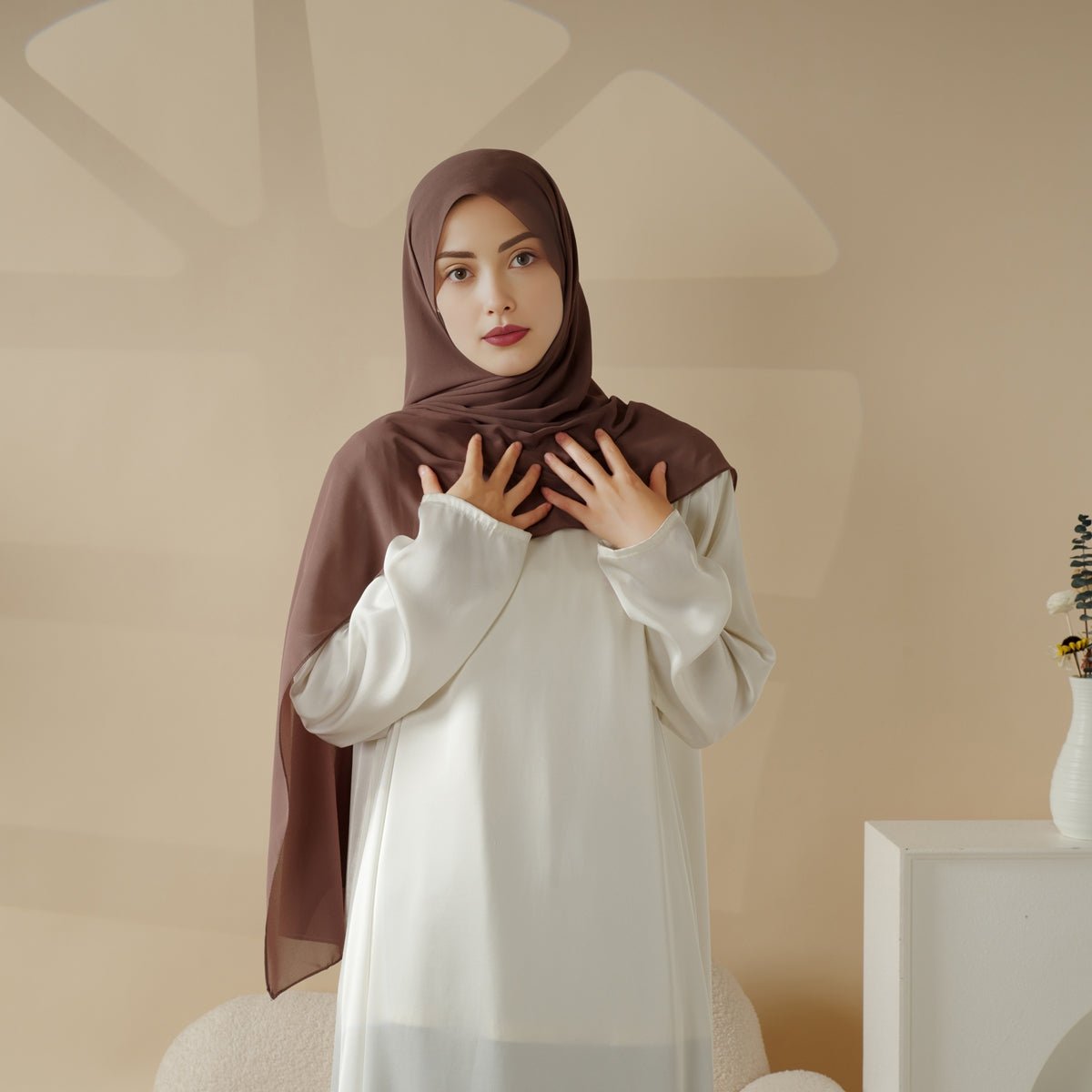 MH067 New Extra - Fine Plain Chiffon Shawl Hijab - Mariam's Collection