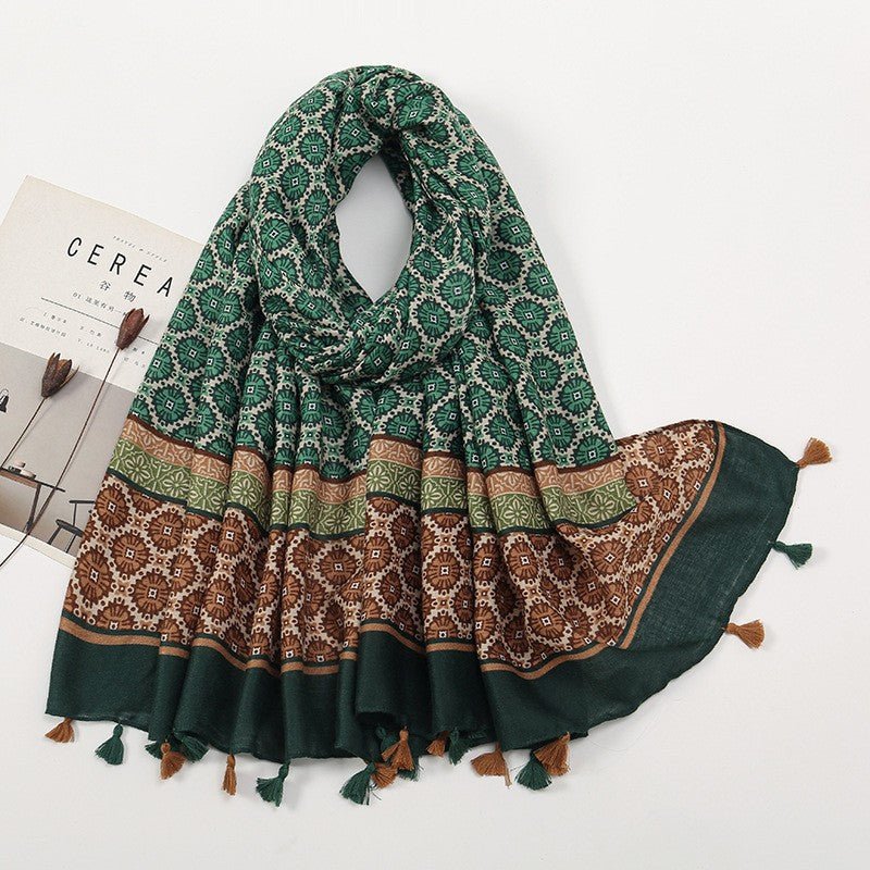 MH071 Cotton And Linen Printed Hijab - Mariam's Collection