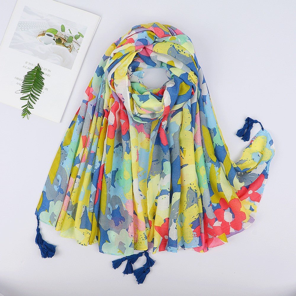 MH071 Cotton And Linen Printed Hijab - Mariam's Collection