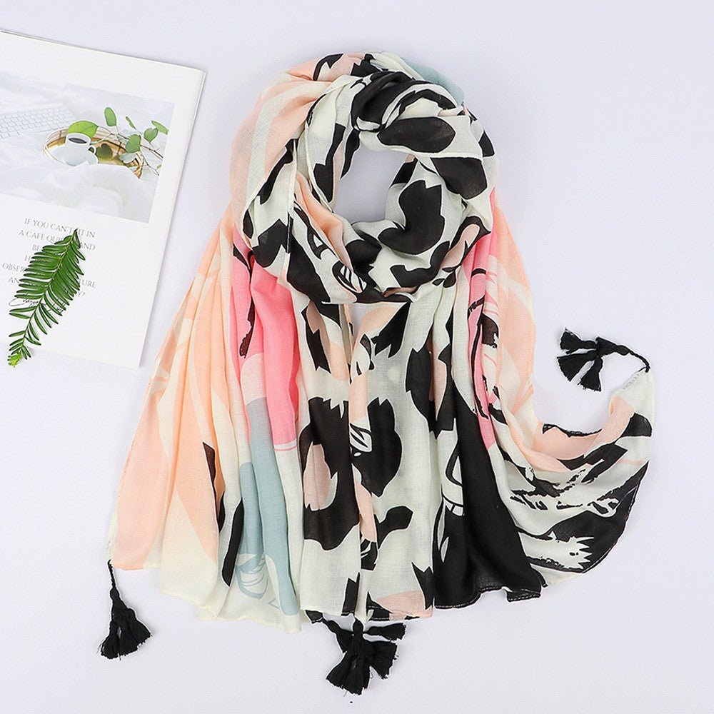 MH071 Cotton And Linen Printed Hijab - Mariam's Collection