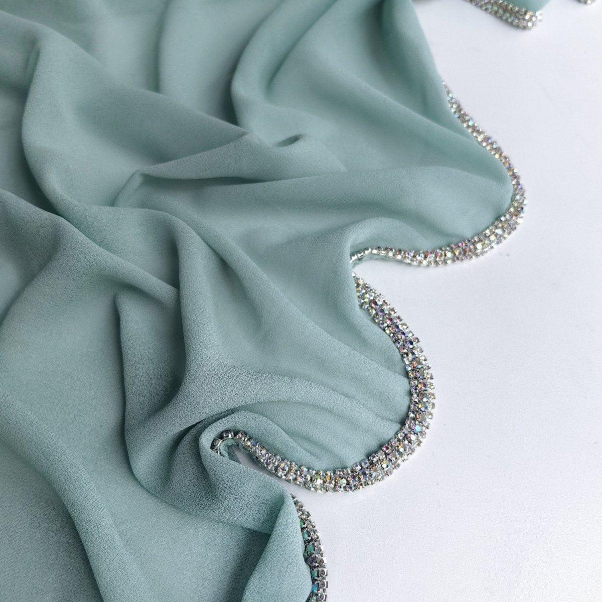 MH087 Diamond Trimmed Chiffon Hijab - Mariam's Collection