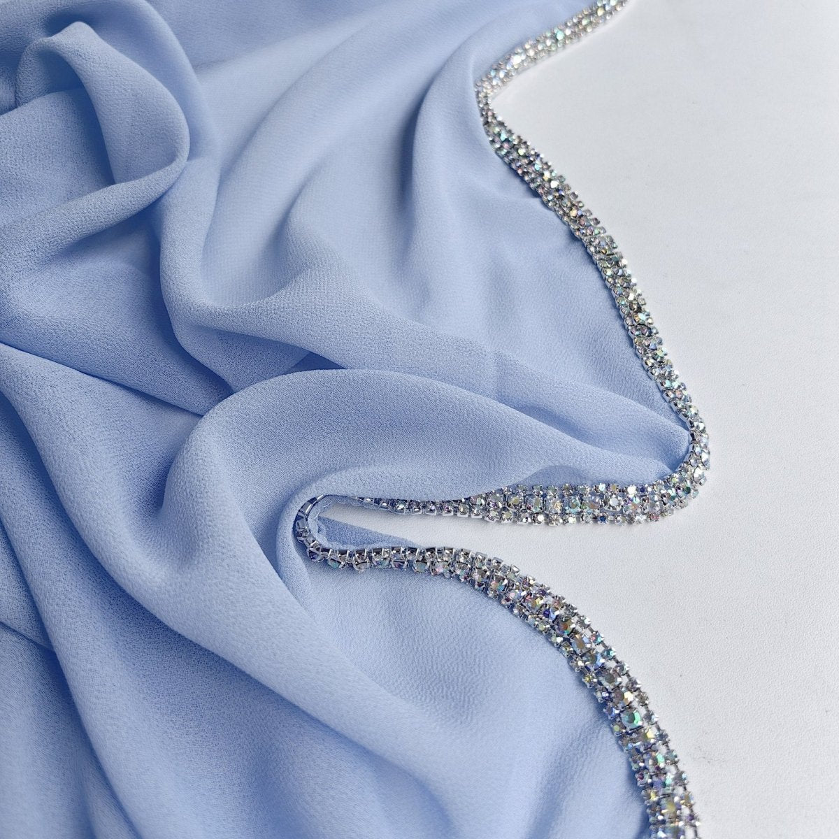 MH087 Diamond Trimmed Chiffon Hijab - Mariam's Collection