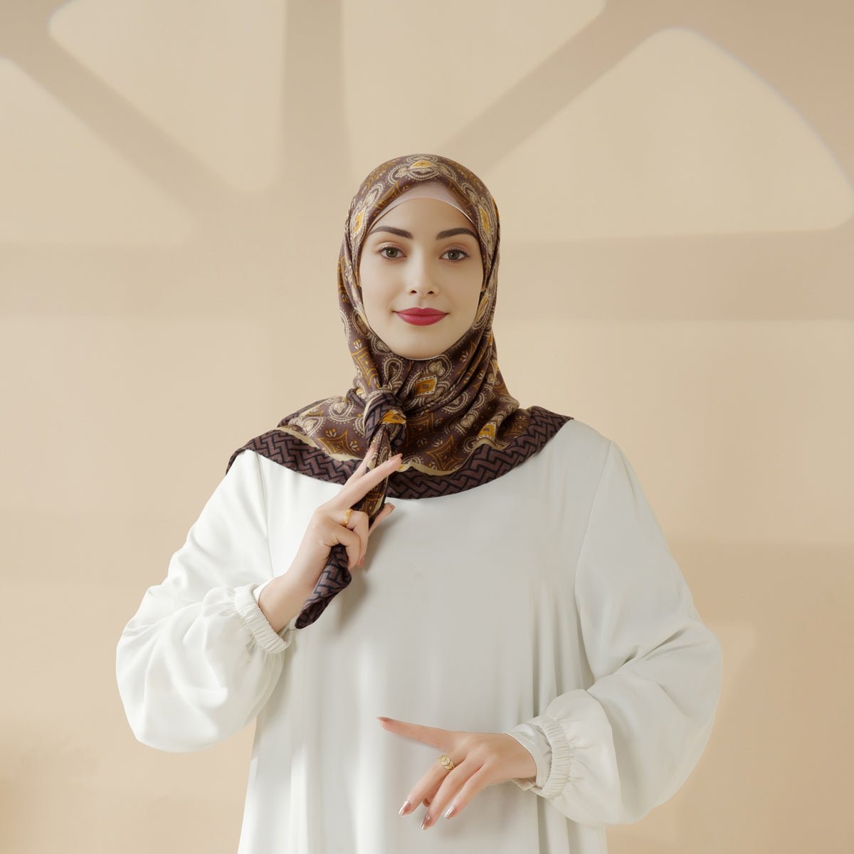 MH096 Printed Cashmere Touch Square Hijab - Mariam's Collection