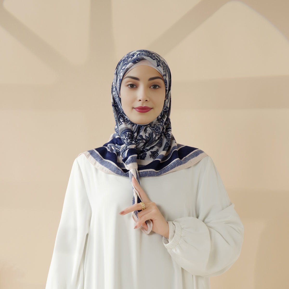 MH096 Printed Cashmere Touch Square Hijab - Mariam's Collection