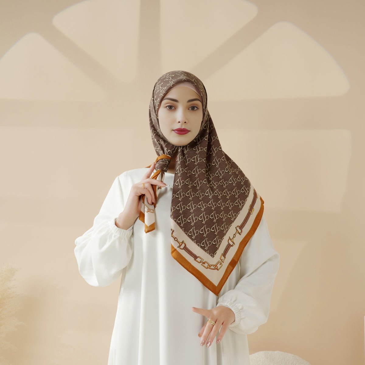 MH096 Printed Cashmere Touch Square Hijab - Mariam's Collection