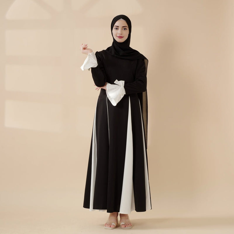 Milan Elegant Dual Tone Abaya Dress With Color Block Design (MA126) - Mariam's Collection
