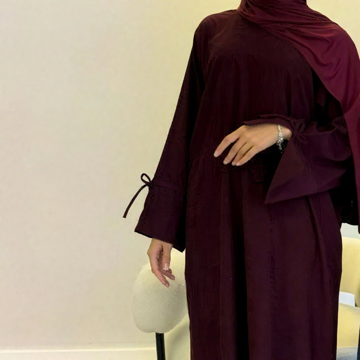 mini abaya dress Burgundy / L