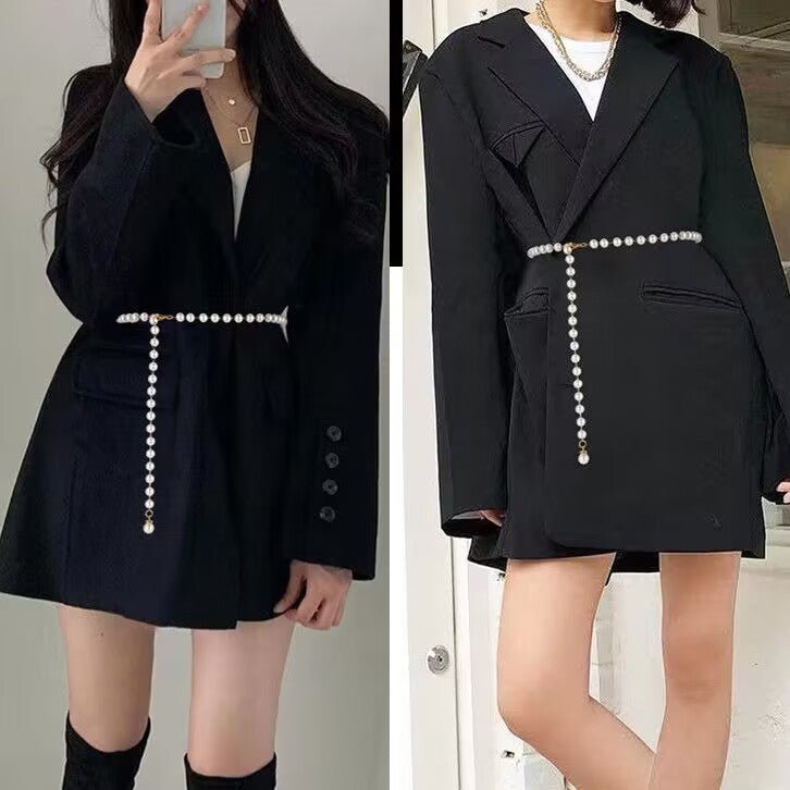 Minimalist Pearl Draped Waist Chain (MAC351) - Mariam's Collection