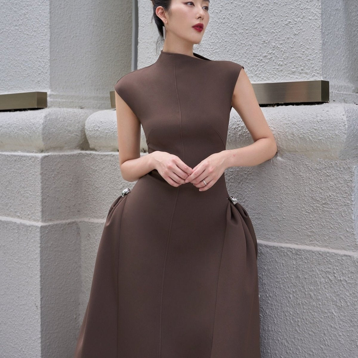 Minimalist Sleeveless Fitted Maxi Dress(MS382) - Mariam's Collection