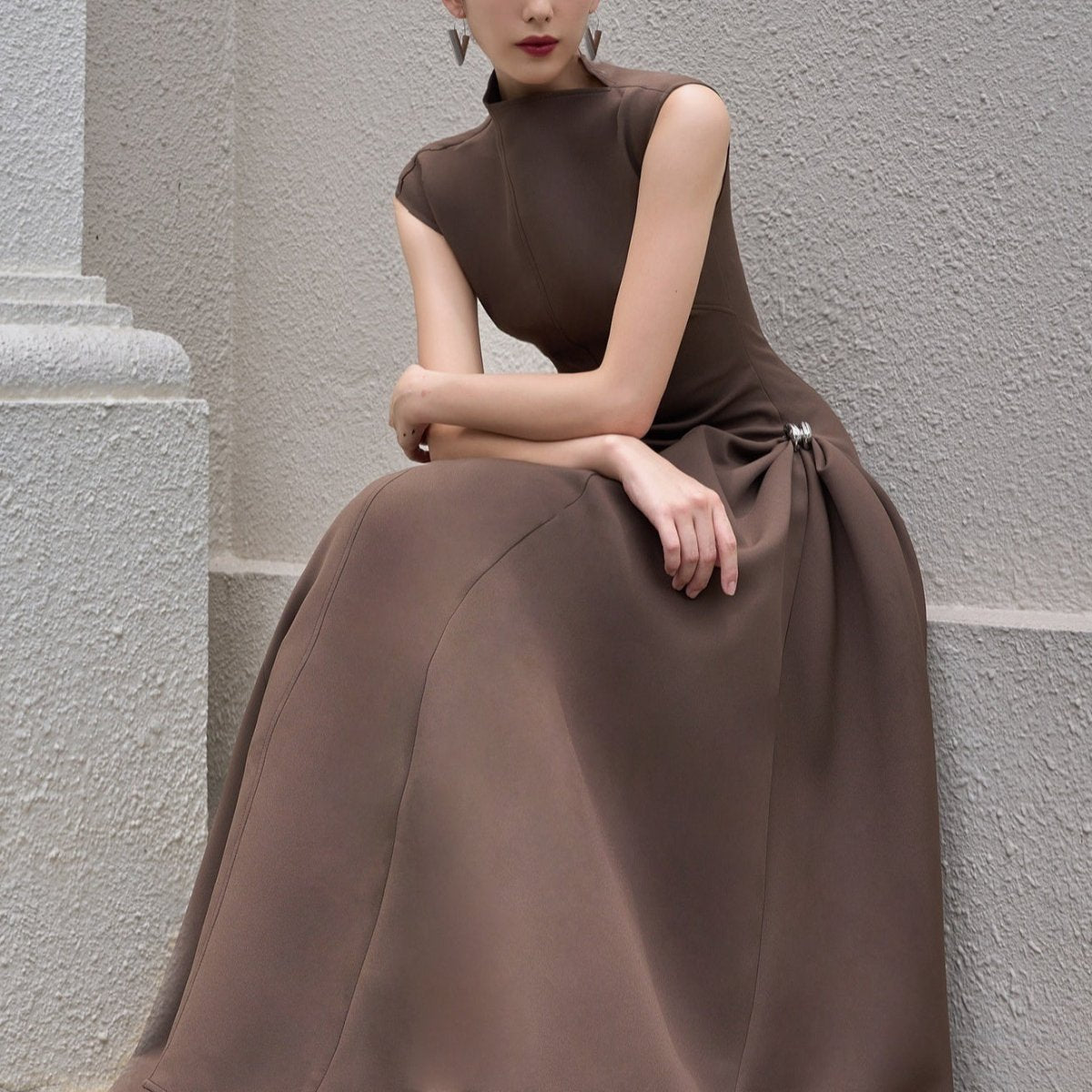 Minimalist Sleeveless Fitted Maxi Dress(MS382) - Mariam's Collection