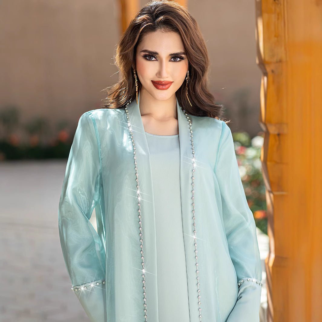 mint green two piece dress Looking for the perfect dress? This two-piece checks all the boxes with pearl accents, a stunning bow back, and the prettiest shade of light green! Available in: 0 Light Green