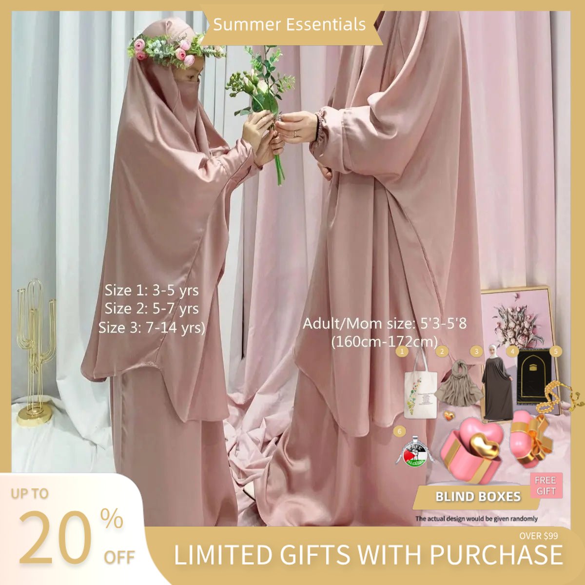 MJ008 Nida Fabric 2 - Piece Set Jilbab - Mariam's Collection