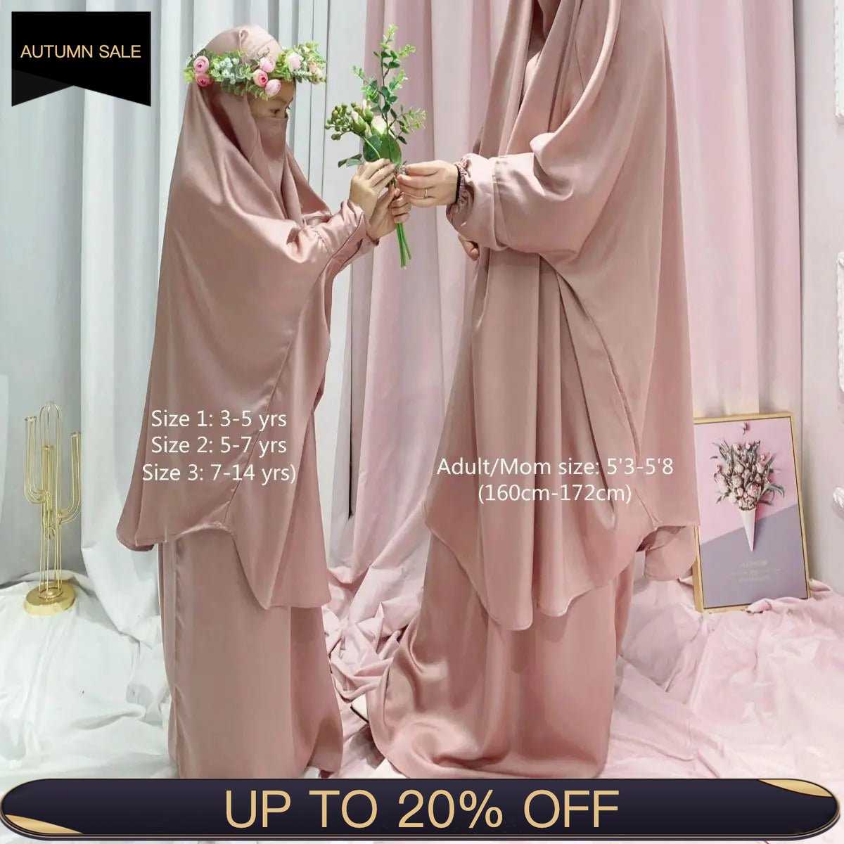 MJ008 Nida Fabric 2 - Piece Set Jilbab - Mariam's Collection