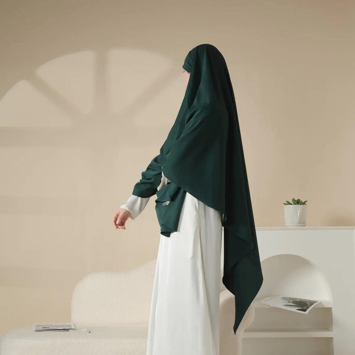 MK001 Niqab Attached 1-Layer Nida Plain Khimar - Mariam's Collection