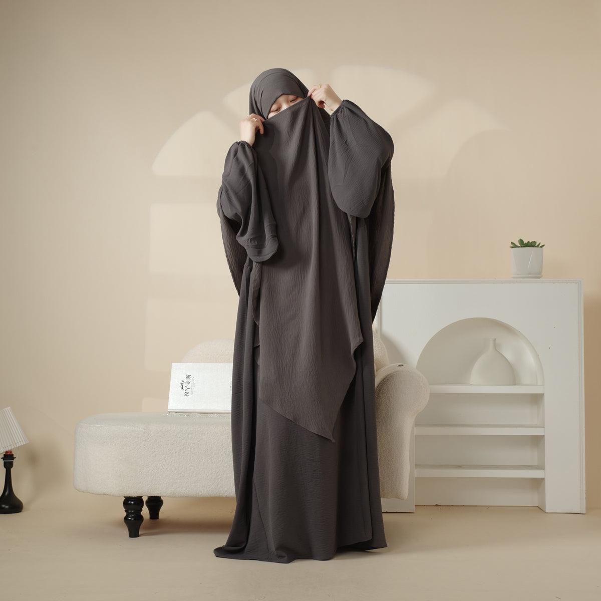 MK006 Crepe Khimar and Abaya Set 2-Piece - Mariam's Collection