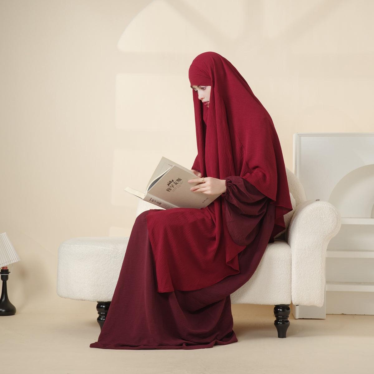 MK006 Crepe Khimar and Abaya Set 2-Piece - Mariam's Collection