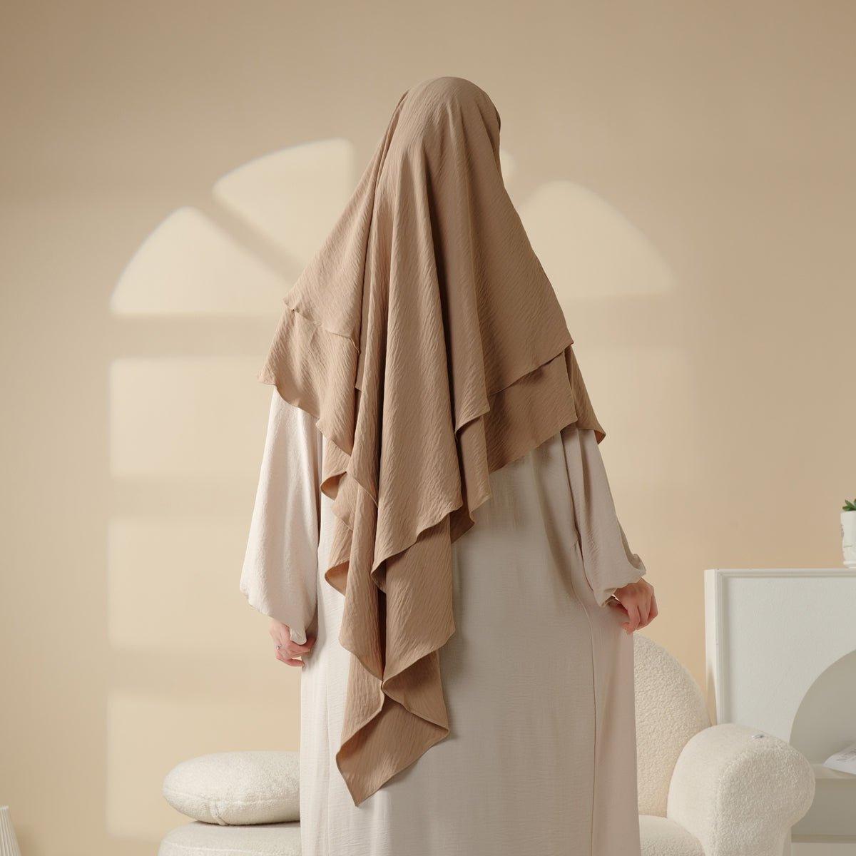 MK010 New Crepe Two Layers Khimar - Mariam's Collection