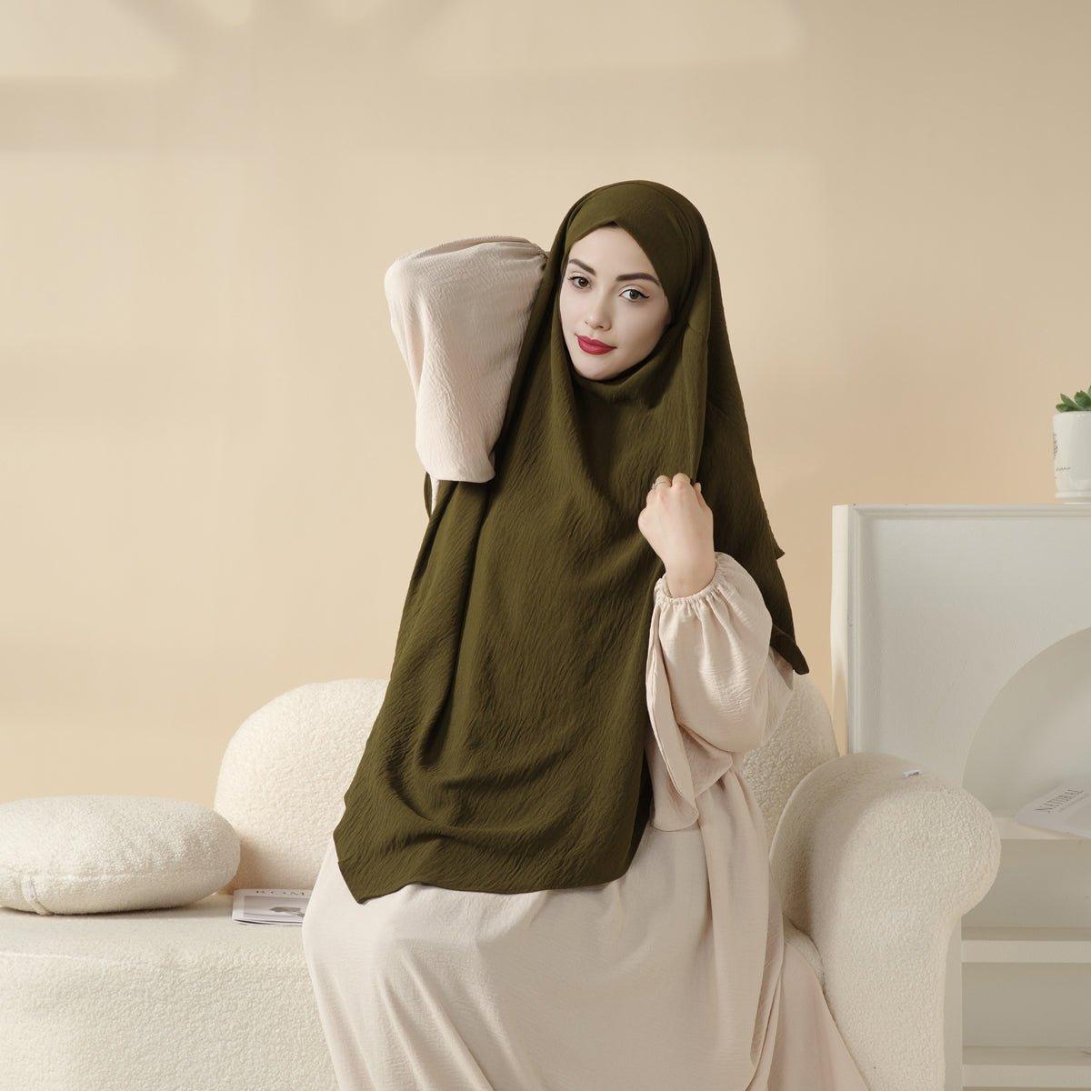MK010 New Crepe Two Layers Khimar - Mariam's Collection