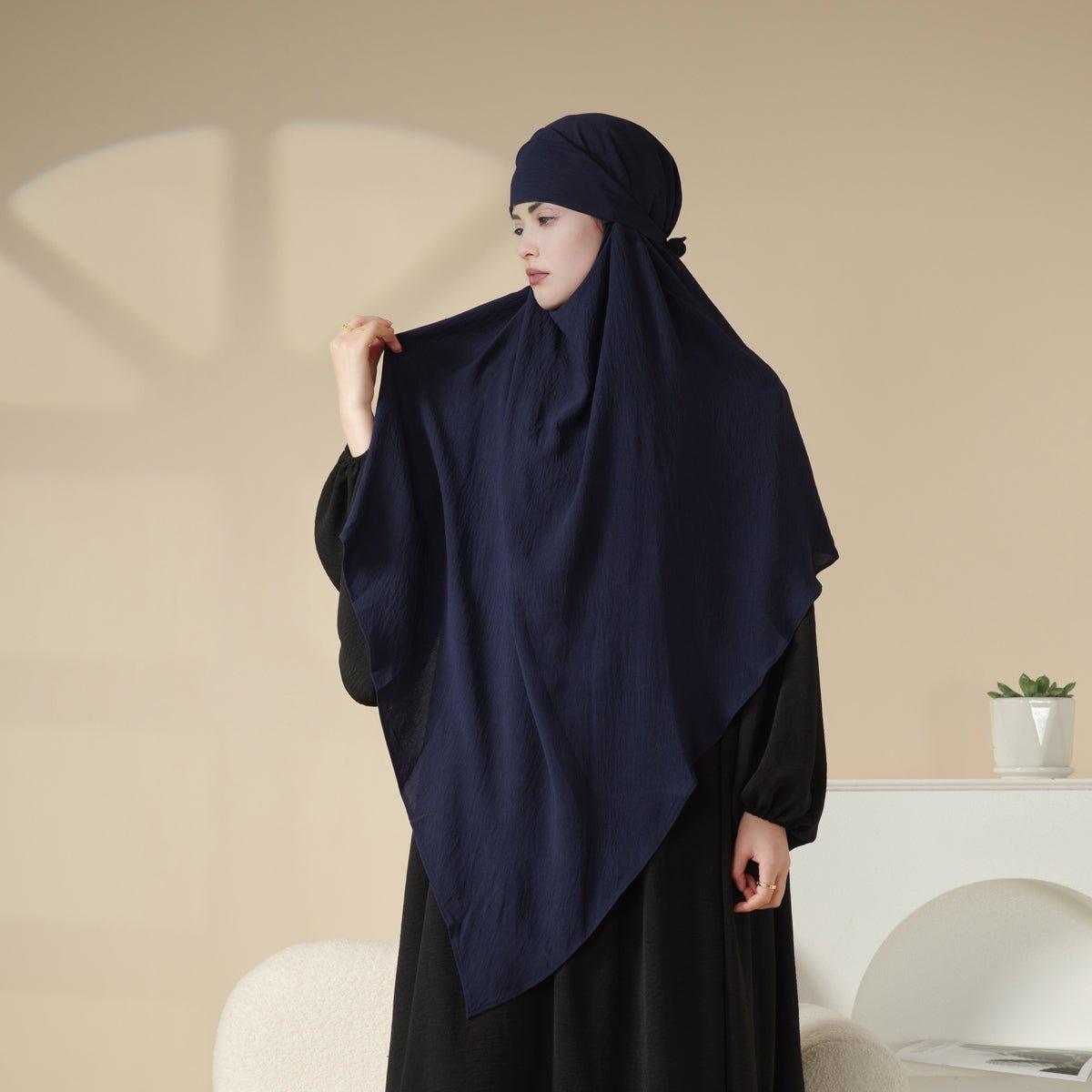 MK011 Stunning Two - Layer Crepe Khimar - Mariam's Collection