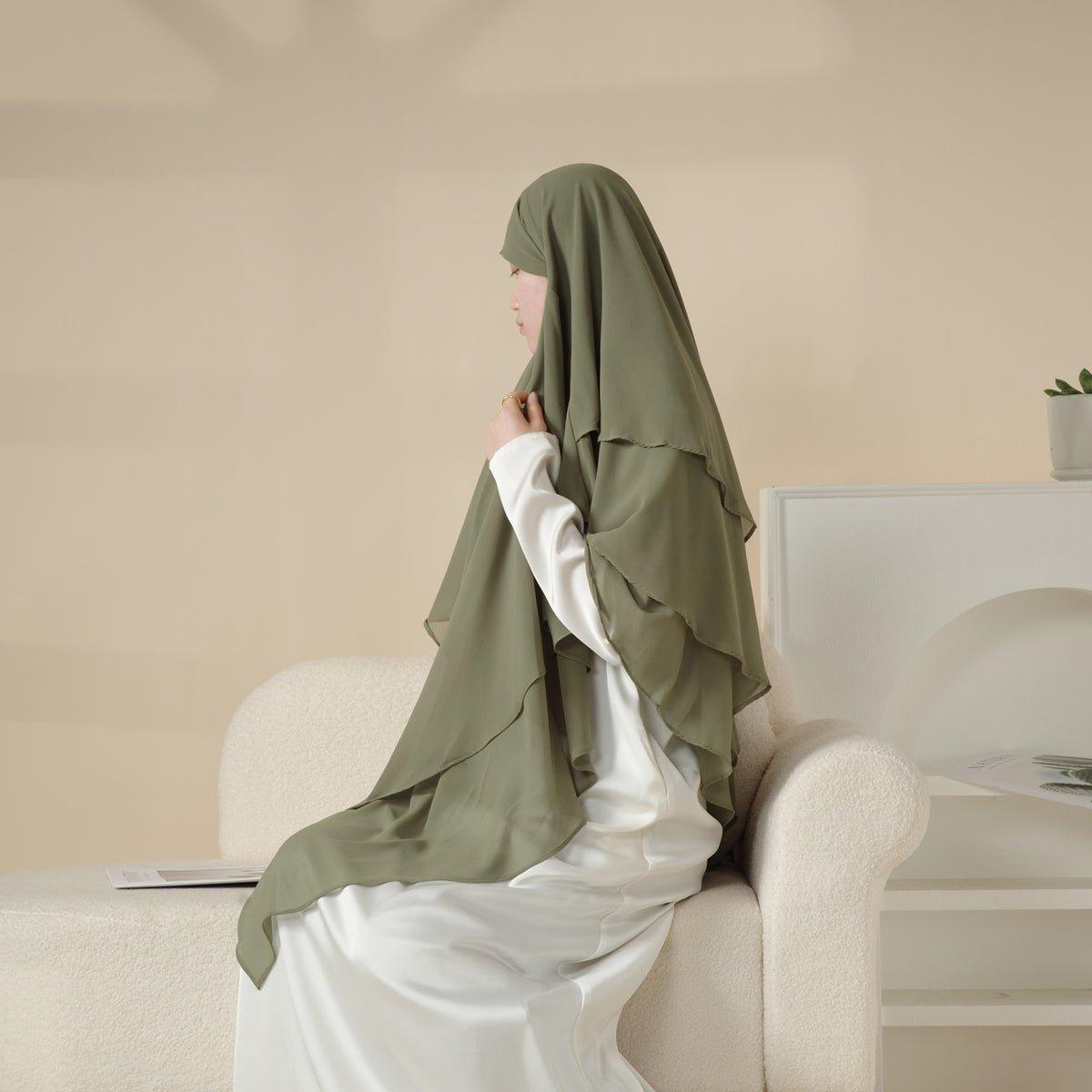 MK017 Scarf 3 - Layer Long Khimar - Mariam's Collection