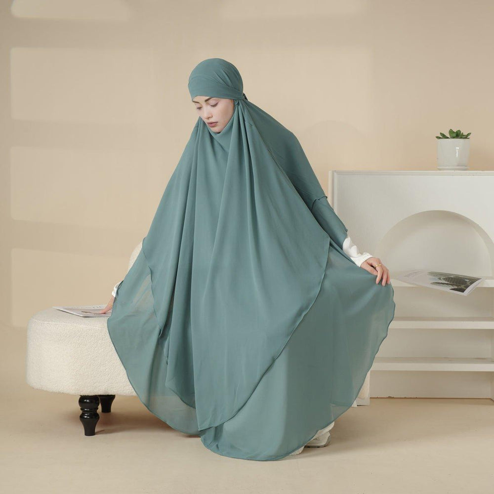 Khmimar MK018 Chiffon Long Khimar Double Layers Front and Back Khimar - Mariam ...