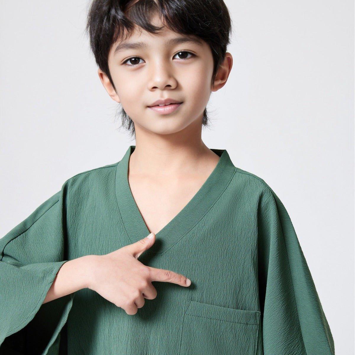 MKB004 Pocket Short Sleeve Loose Boys Thobe - Mariam's Collection