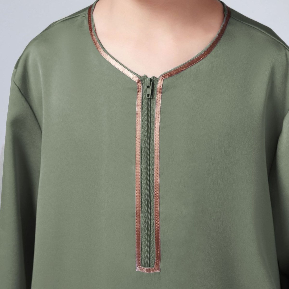 MKB006 Boys Satin Round Neck Simple Thobe - Mariam's Collection