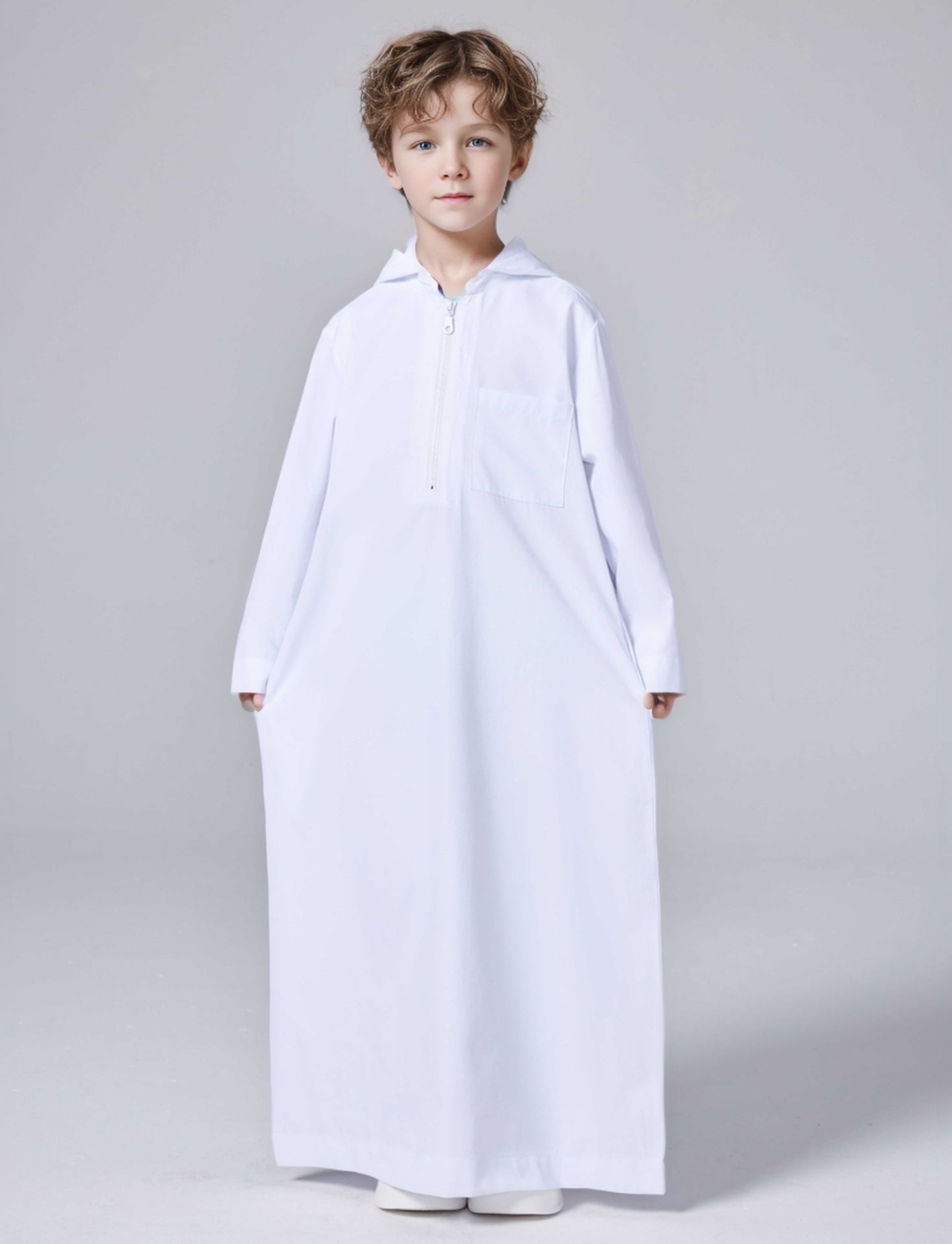 MKB007 Boys Solid Color Short - Sleeved Thobe - Mariam's Collection