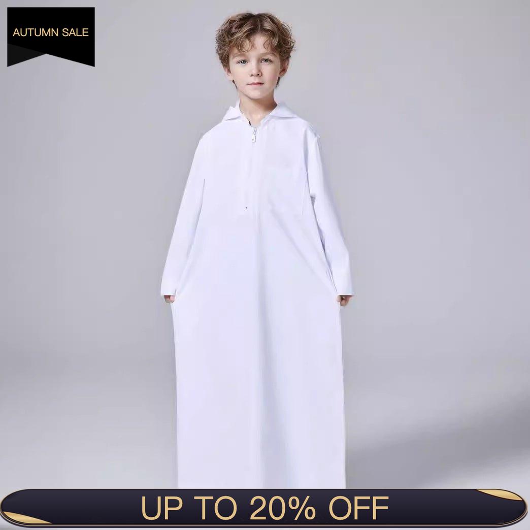 MKB008 Solid Color Hooded Kids Thobe - Mariam's Collection