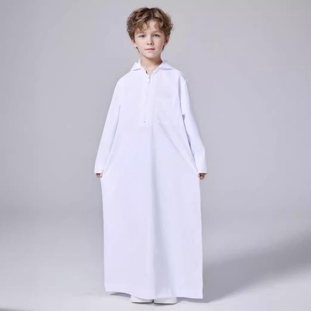 MKB008 Solid Color Hooded Kids Thobe - Mariam's Collection