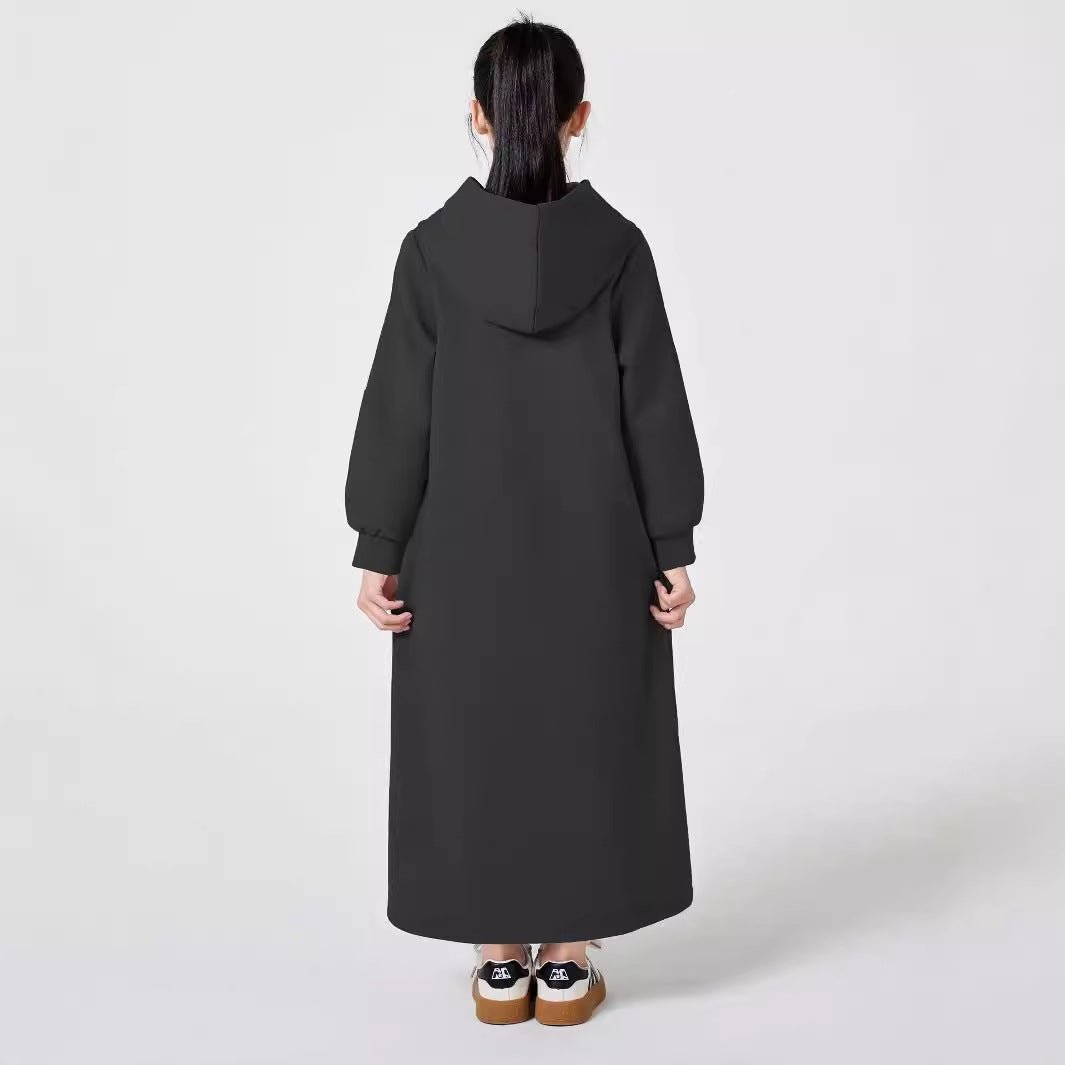 MKG013 Girls' V - Neck Hooded Abaya - Mariam's Collection