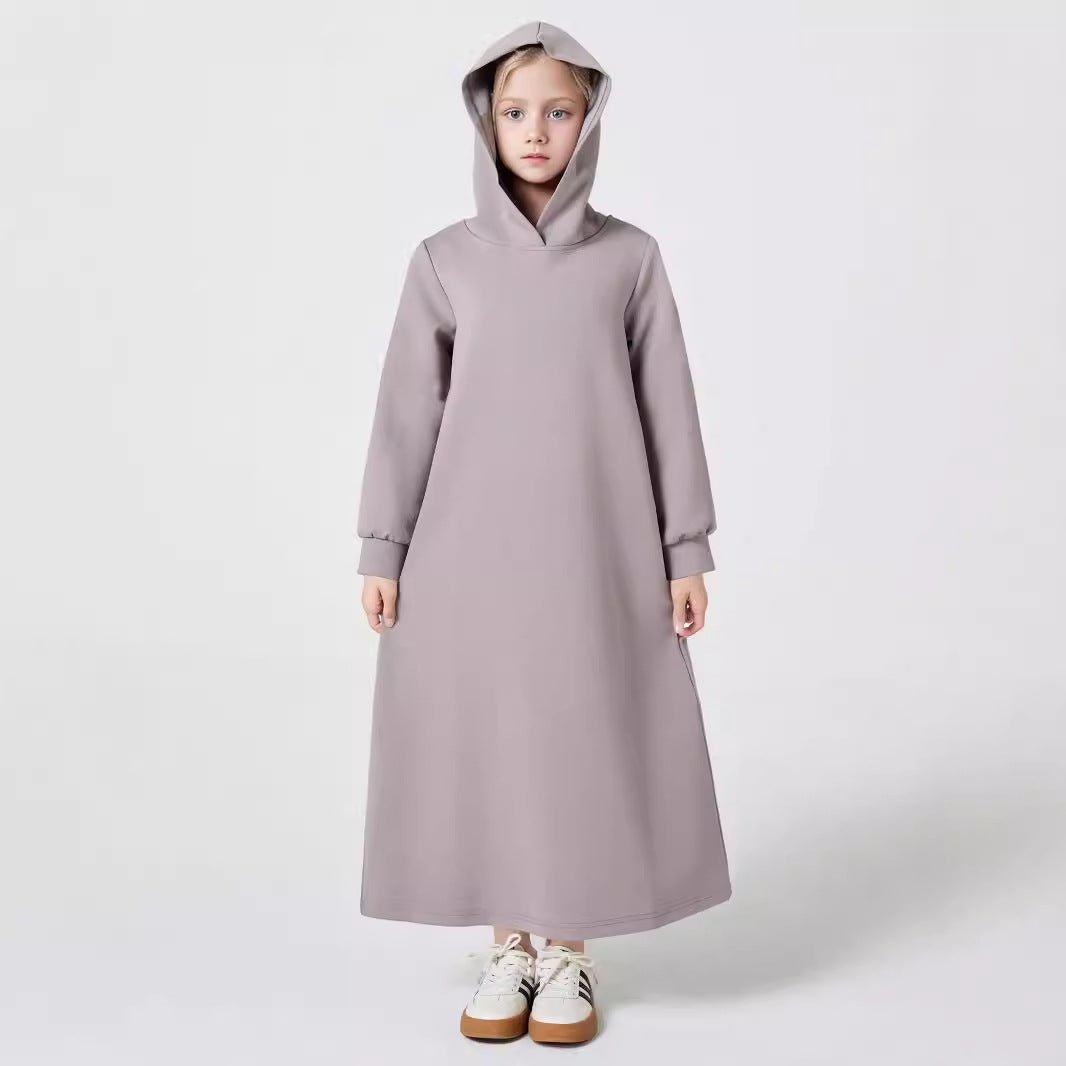 MKG013 Girls' V - Neck Hooded Abaya - Mariam's Collection