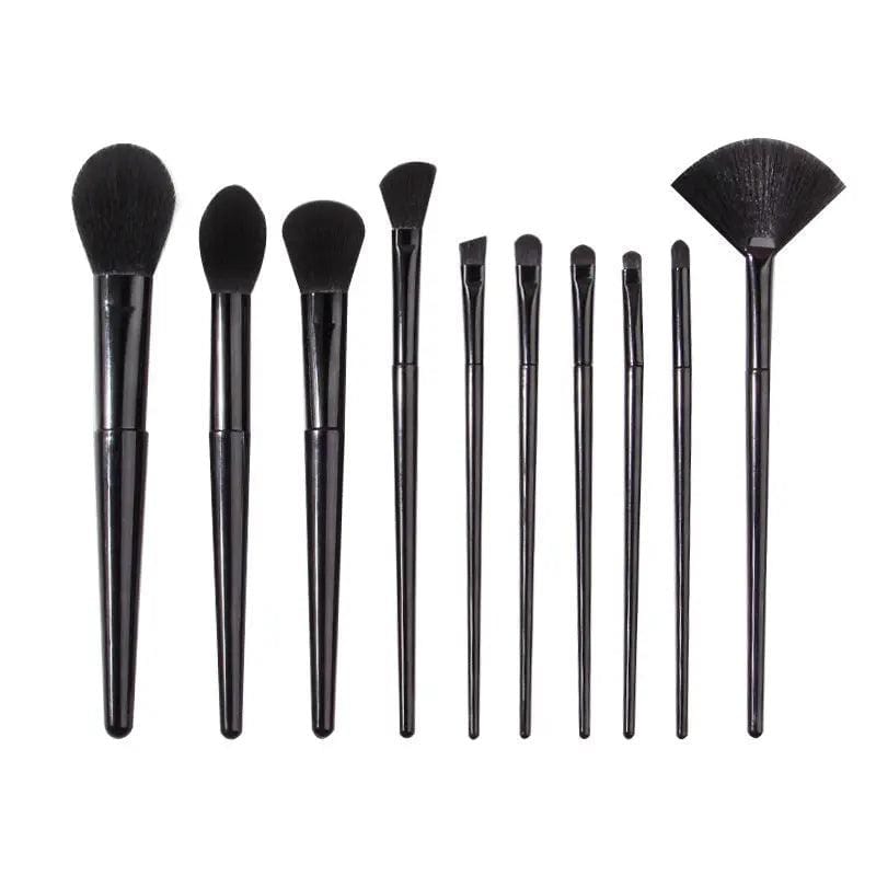 MMU032 entry - level 10 pcs Makeup Brushes Black Set - Mariam's Collection