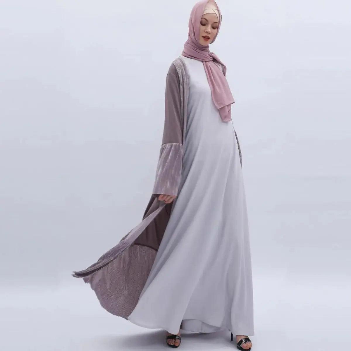 MO 001 Trumpet Sleeve Open Abaya With Pleated Design - Mariam's Collection