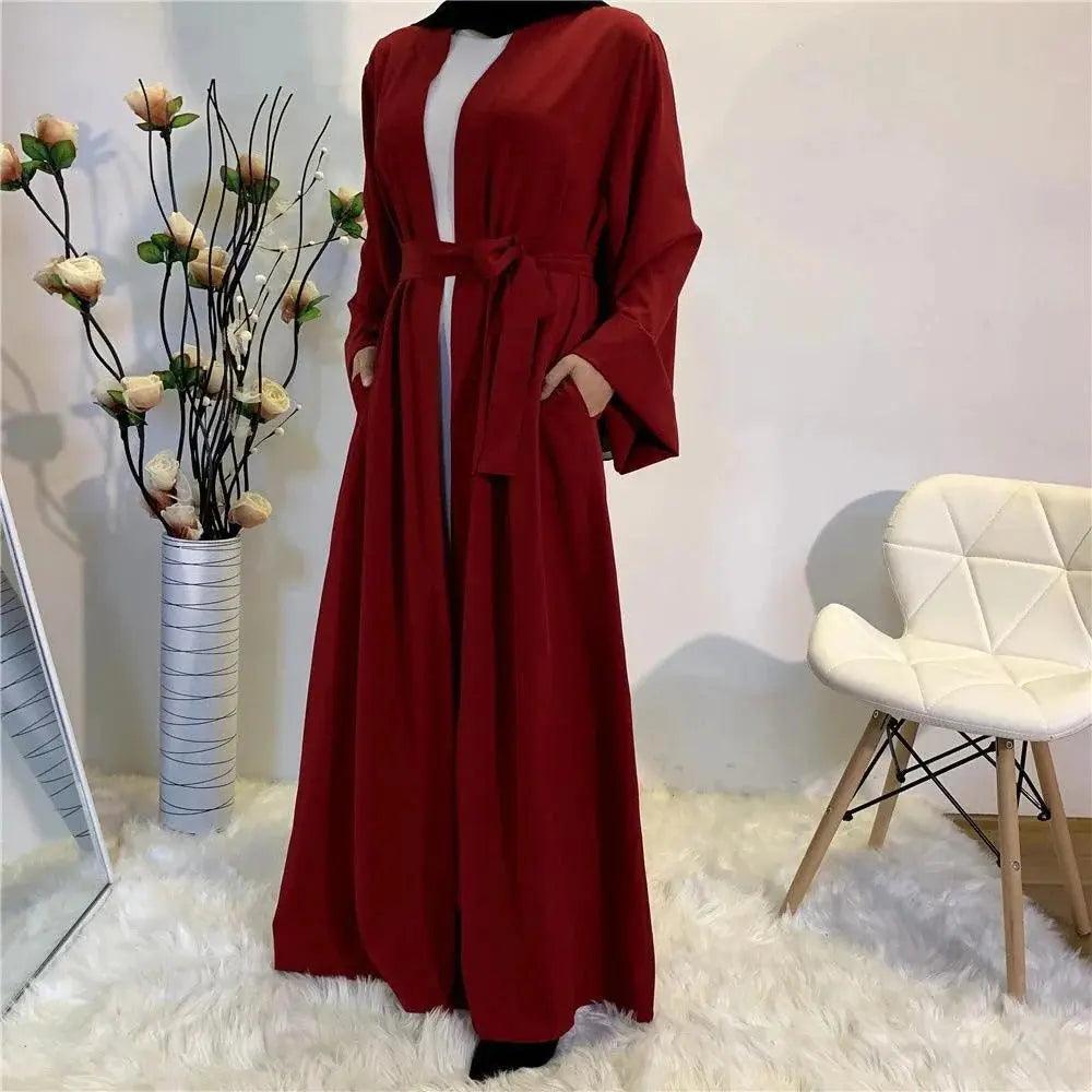 MOA005 Basic Plain Open Abaya With Pockets - Mariam's Collection