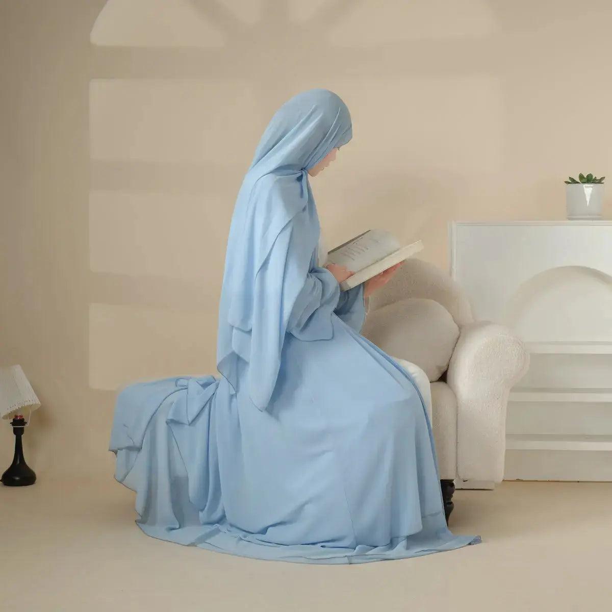 MOA008 Stylish Chiffon Muslim Abaya Set - Mariam's Collection