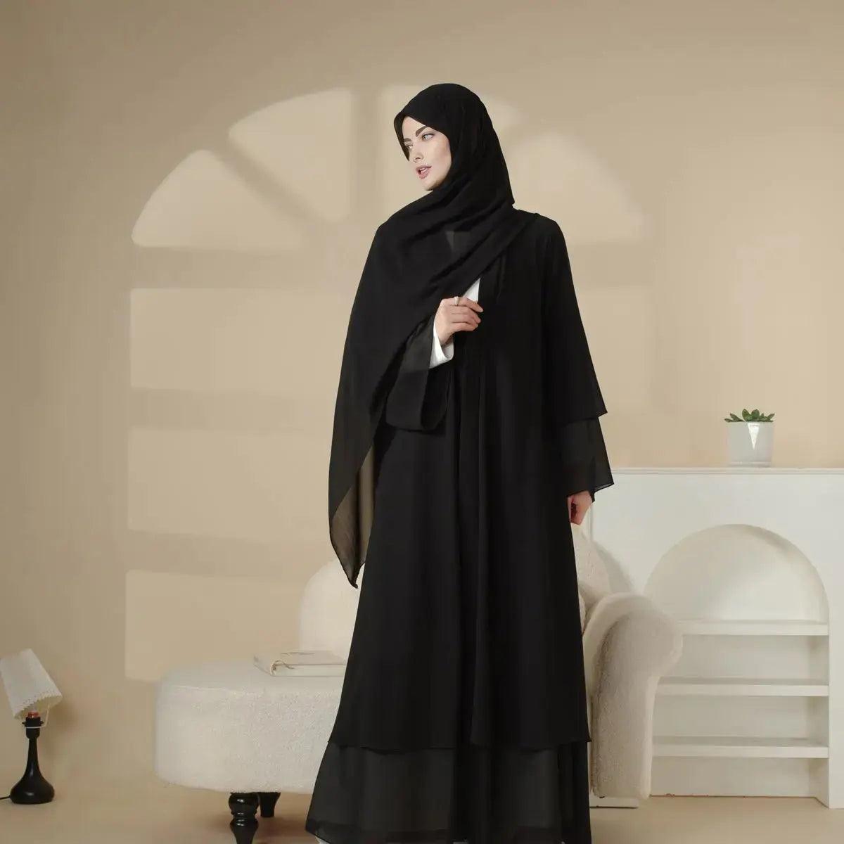 MOA008 Stylish Chiffon Muslim Abaya Set - Mariam's Collection
