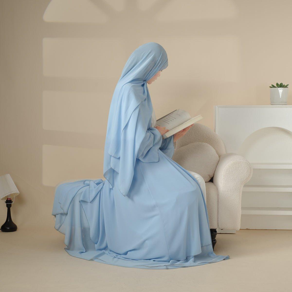 MOA008 Stylish Chiffon Muslim Set Abaya - Mariam's Collection