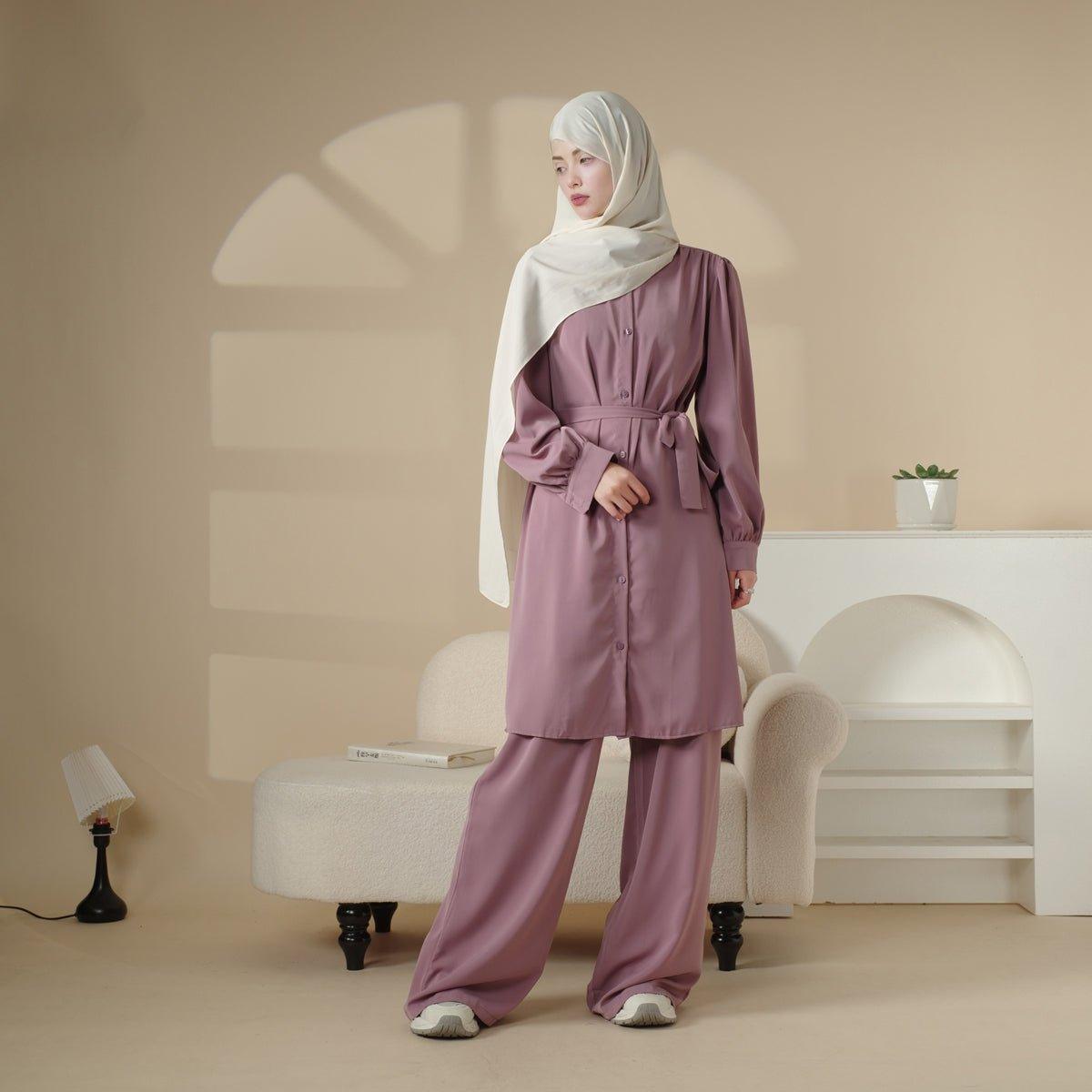 MOA023 Long Sleeve Shirt and Pants Suit - Mariam's Collection